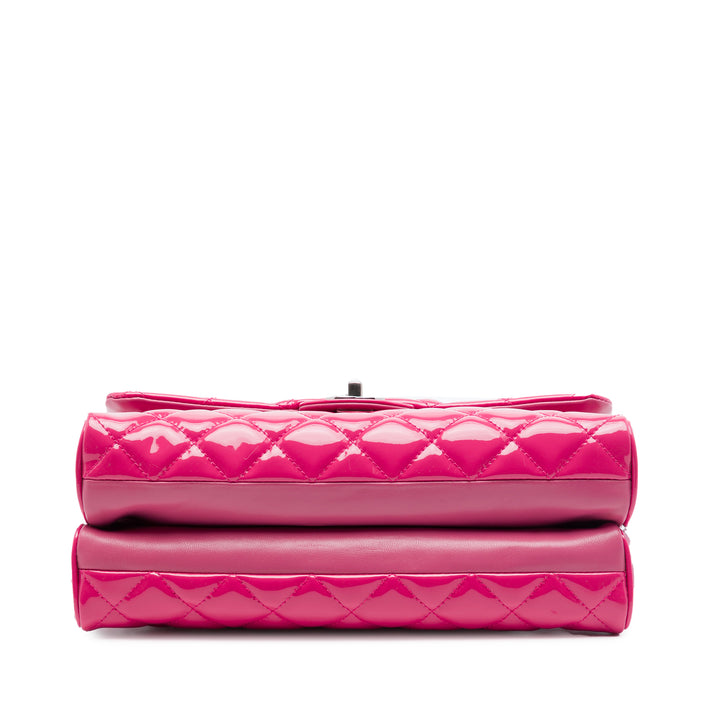 Chanel Large CC Matelassé Cuir verni Double Compartment à rabat