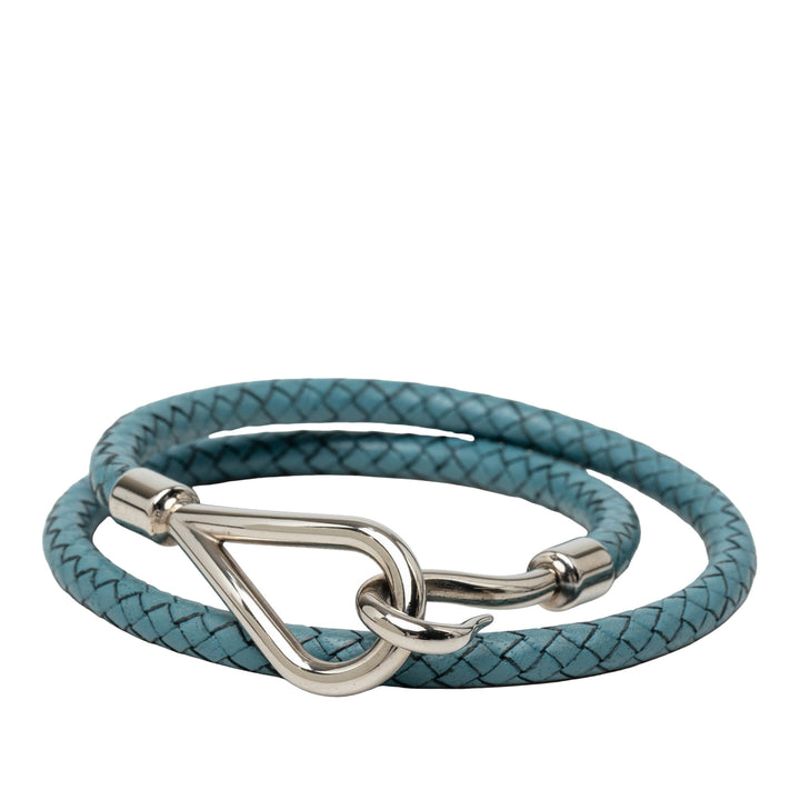 Palladium plaqué et Tissé Hook Double Tour Bracelet Jumbo Bleu