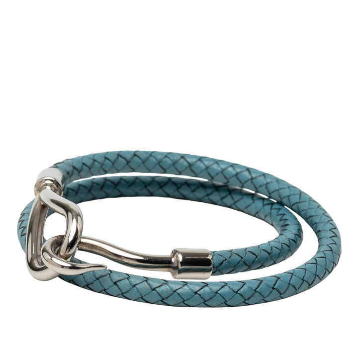 Palladium plaqué et Tissé Hook Double Tour Bracelet Jumbo Bleu