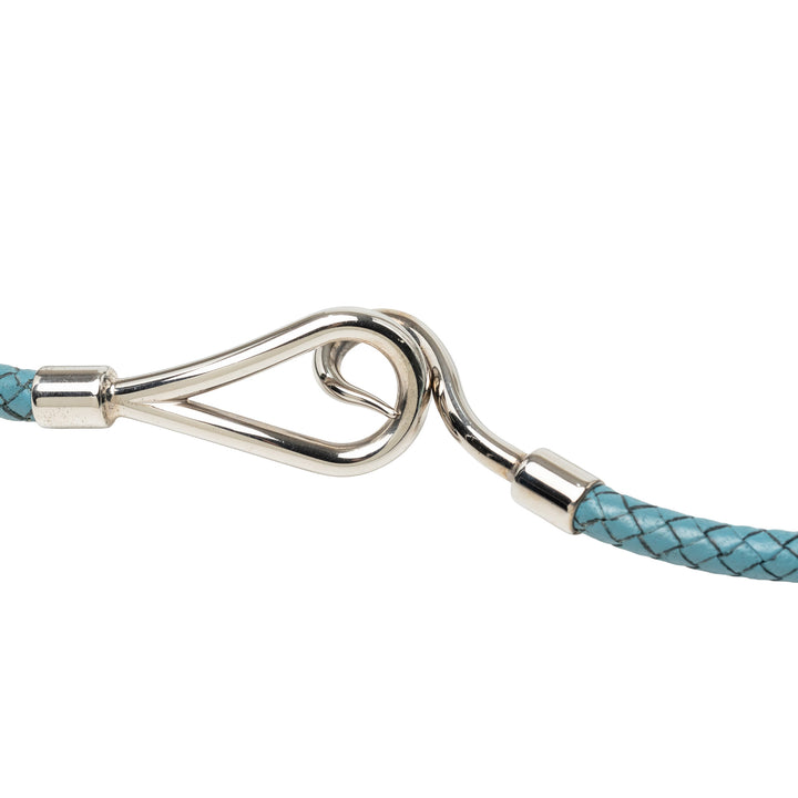 Palladium plaqué et Tissé Hook Double Tour Bracelet Jumbo Bleu