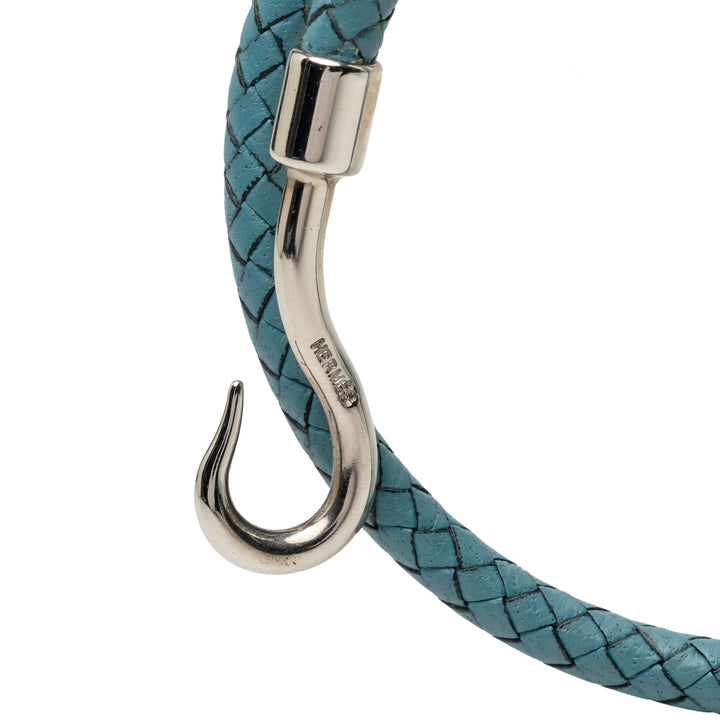 Palladium plaqué et Tissé Hook Double Tour Bracelet Jumbo Bleu