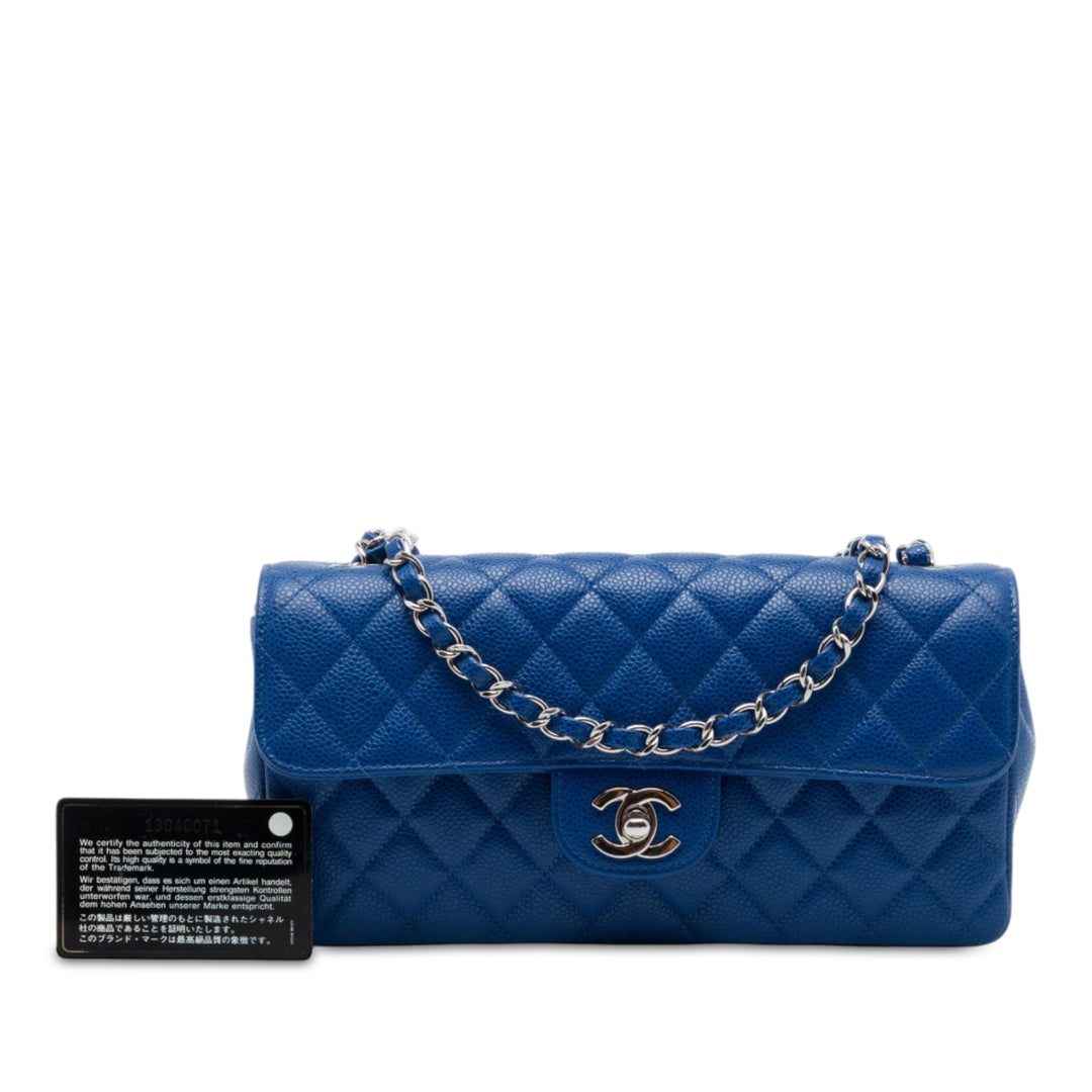 Chanel Classic East West Rabat simple Cuir caviar Bleu – vue 7 – GABY PARIS