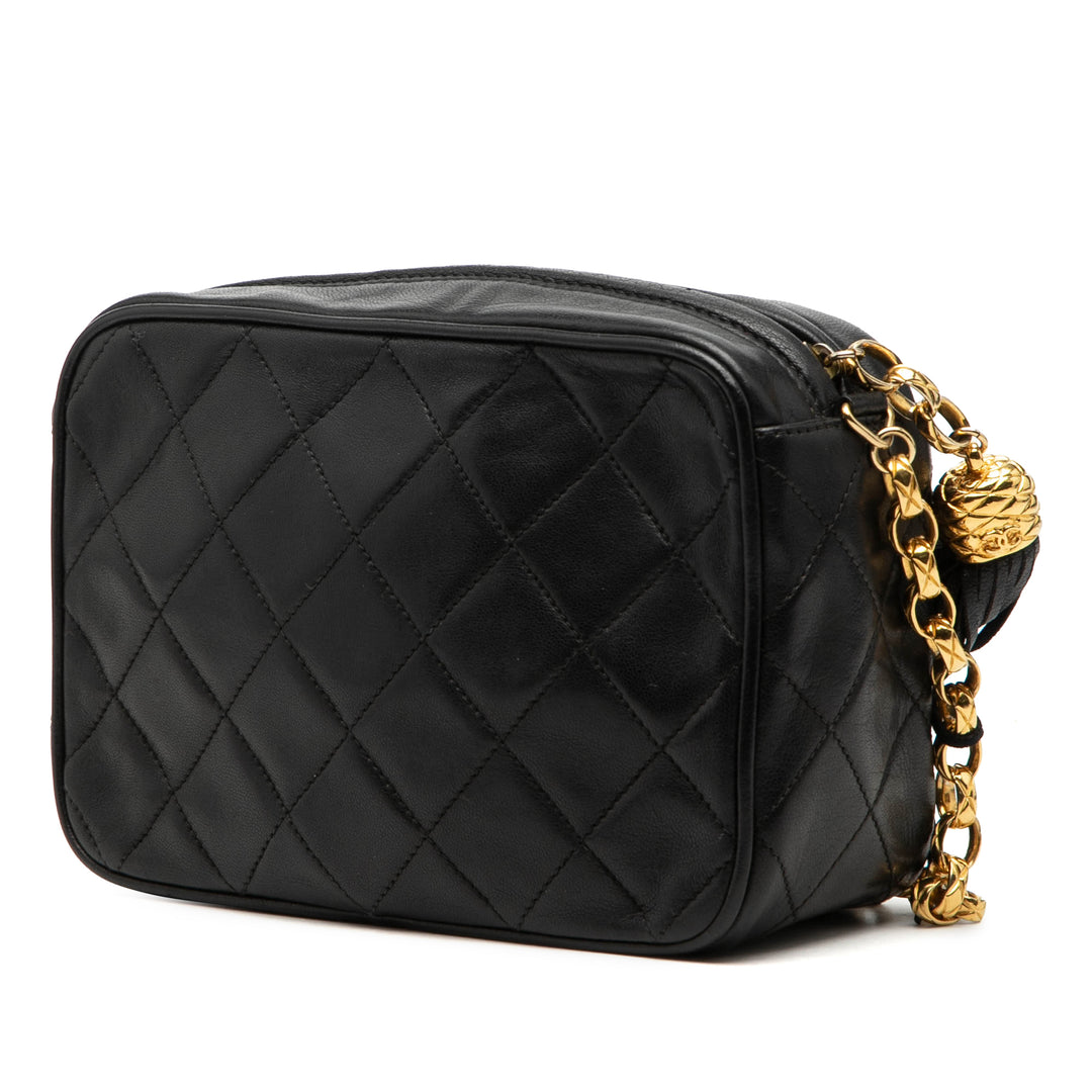 Chanel CC Matelassé Cuir d’agneau Pompon Sac caméra