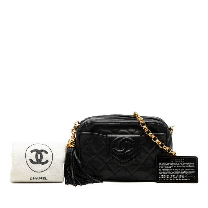 Chanel CC Matelassé Cuir d’agneau Pompon Sac caméra