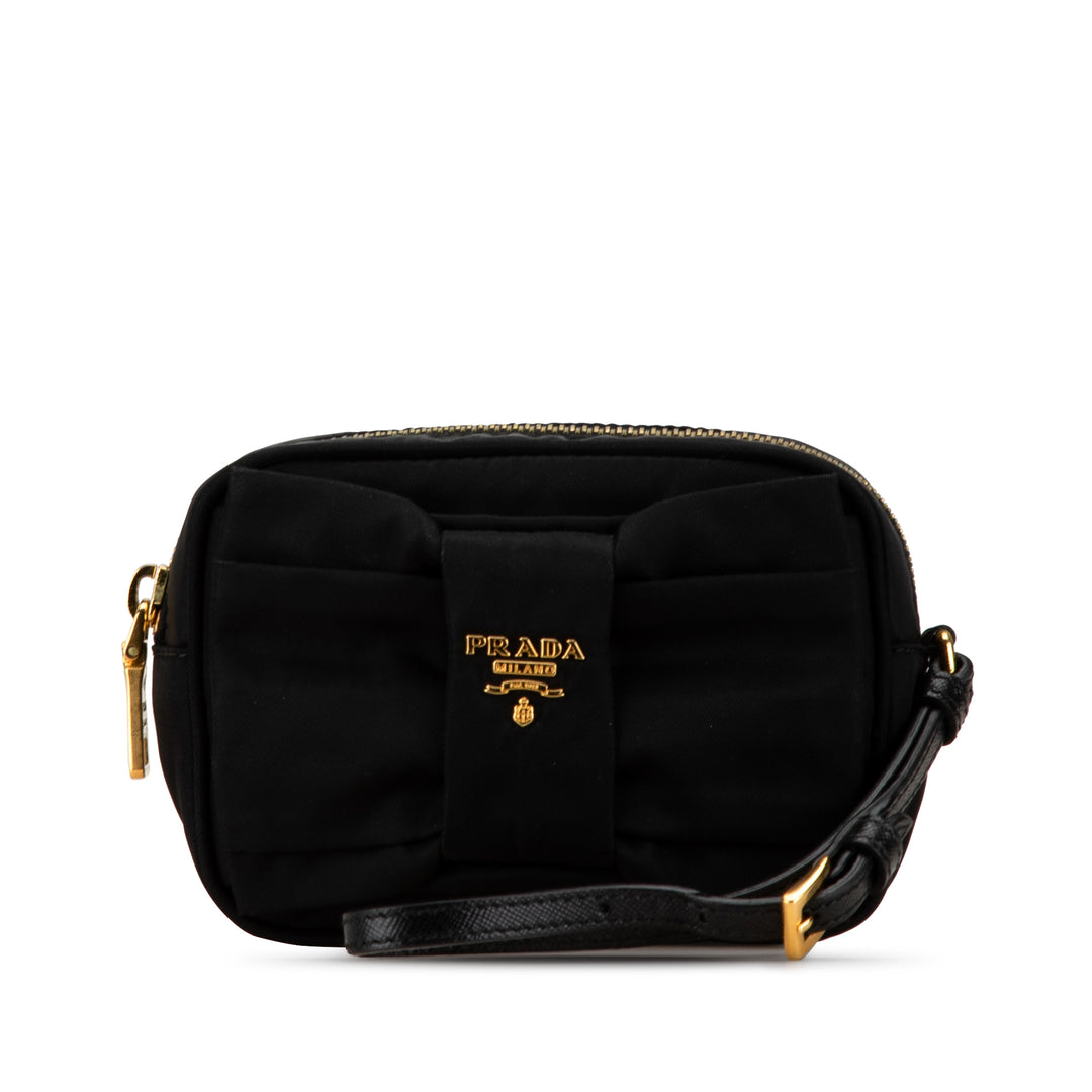 Tessuto Bow Wristlet Clutch Black - Gaby Paris