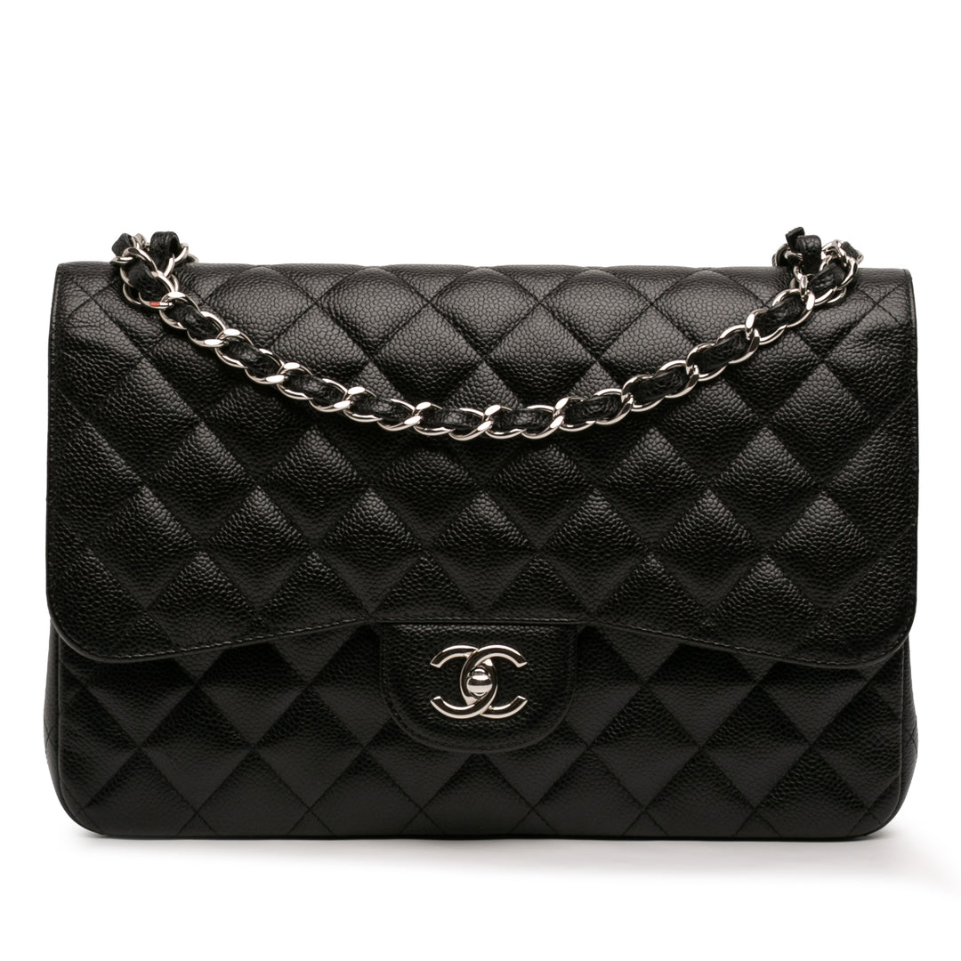 Chanel Classic Double rabat Jumbo Cuir caviar