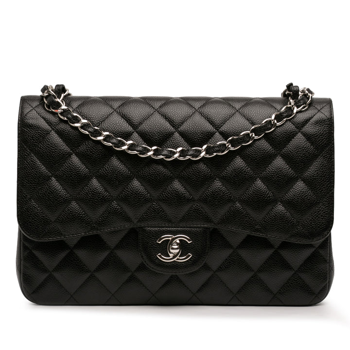 Chanel Classic Double rabat Jumbo Cuir caviar