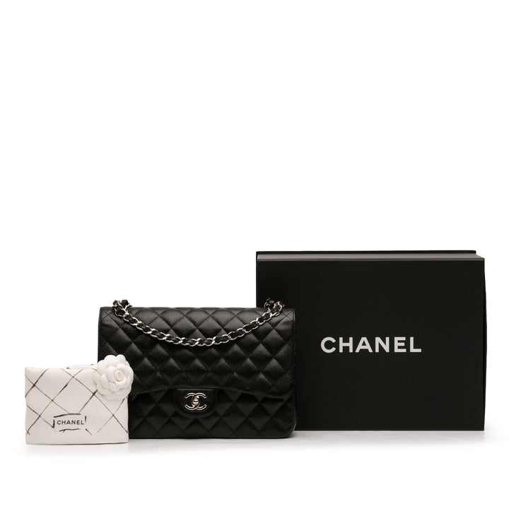 Chanel Classic Double rabat Jumbo Cuir caviar