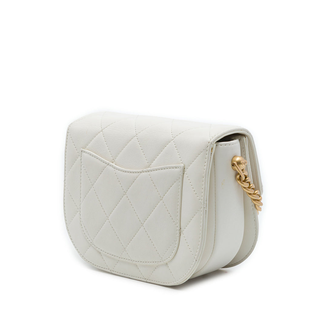 Chanel CC Matelassé Rond Moon Messenger à rabat Cuir de veau Blanc – vue 2 – GABY PARIS