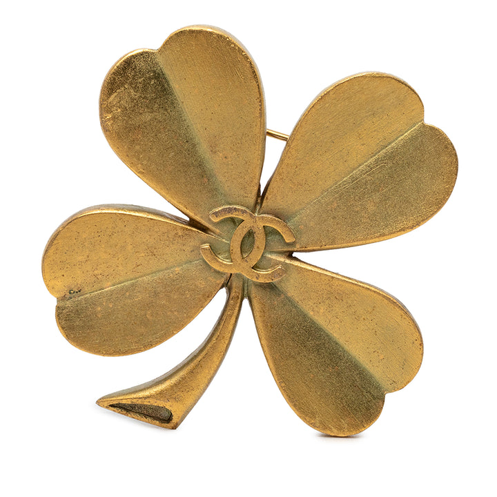 Chanel CC plaqué Clover Broche Métal