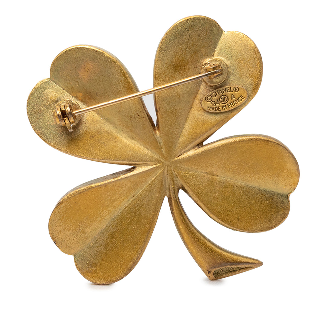 Chanel CC plaqué Clover Broche Métal