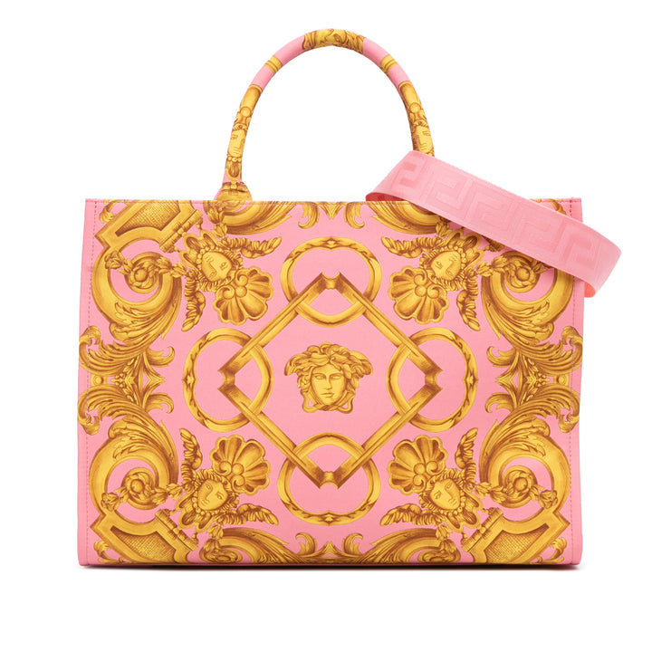 Large Canvas Medusa Baroque Print Tote Pink - Gaby Paris