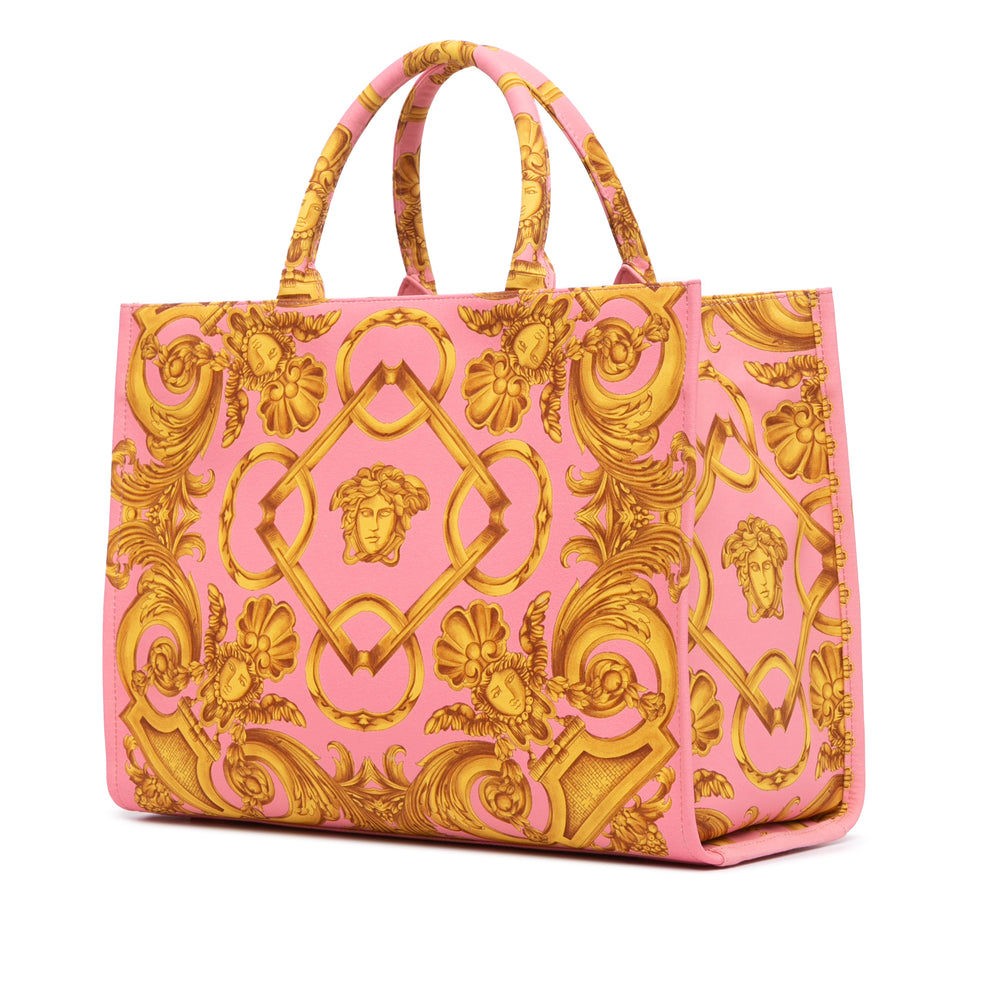 Large Canvas Medusa Baroque Print Tote Pink - Gaby Paris