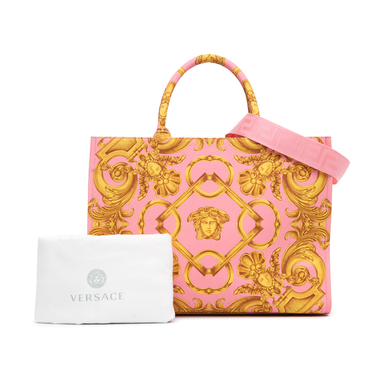 Large Canvas Medusa Baroque Print Tote Pink - Gaby Paris