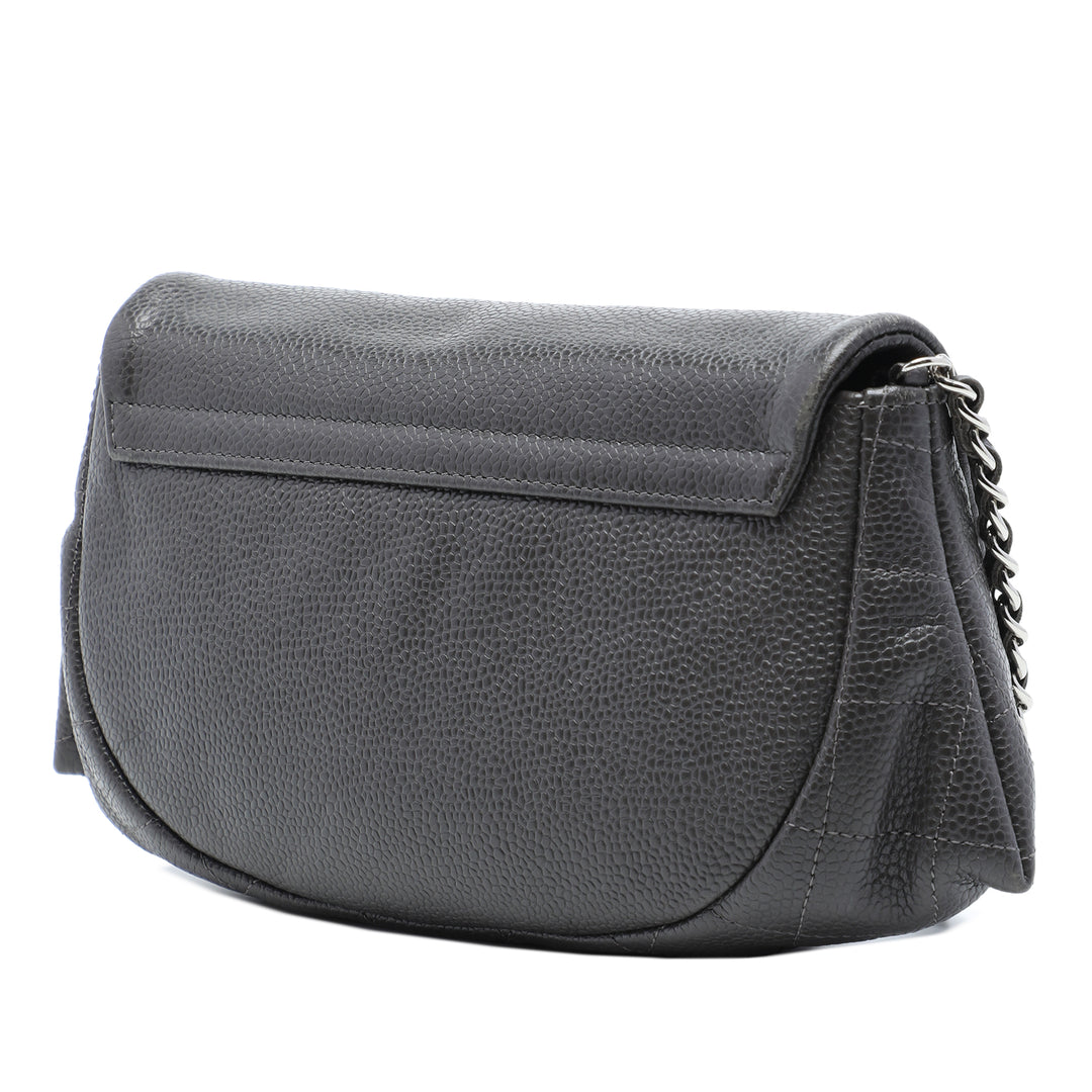 CC Half Moon Wallet on Chain Cuir caviar Gris