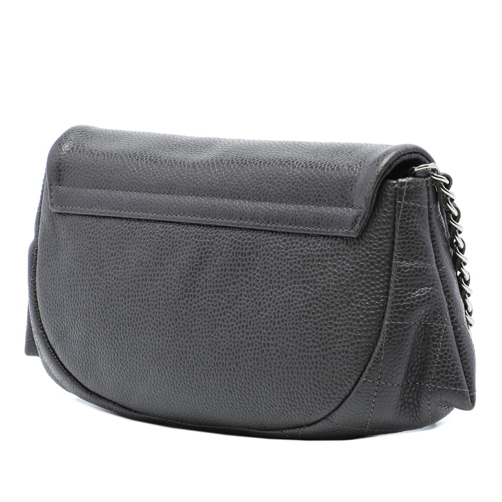 CC Half Moon Wallet on Chain Cuir caviar Gris