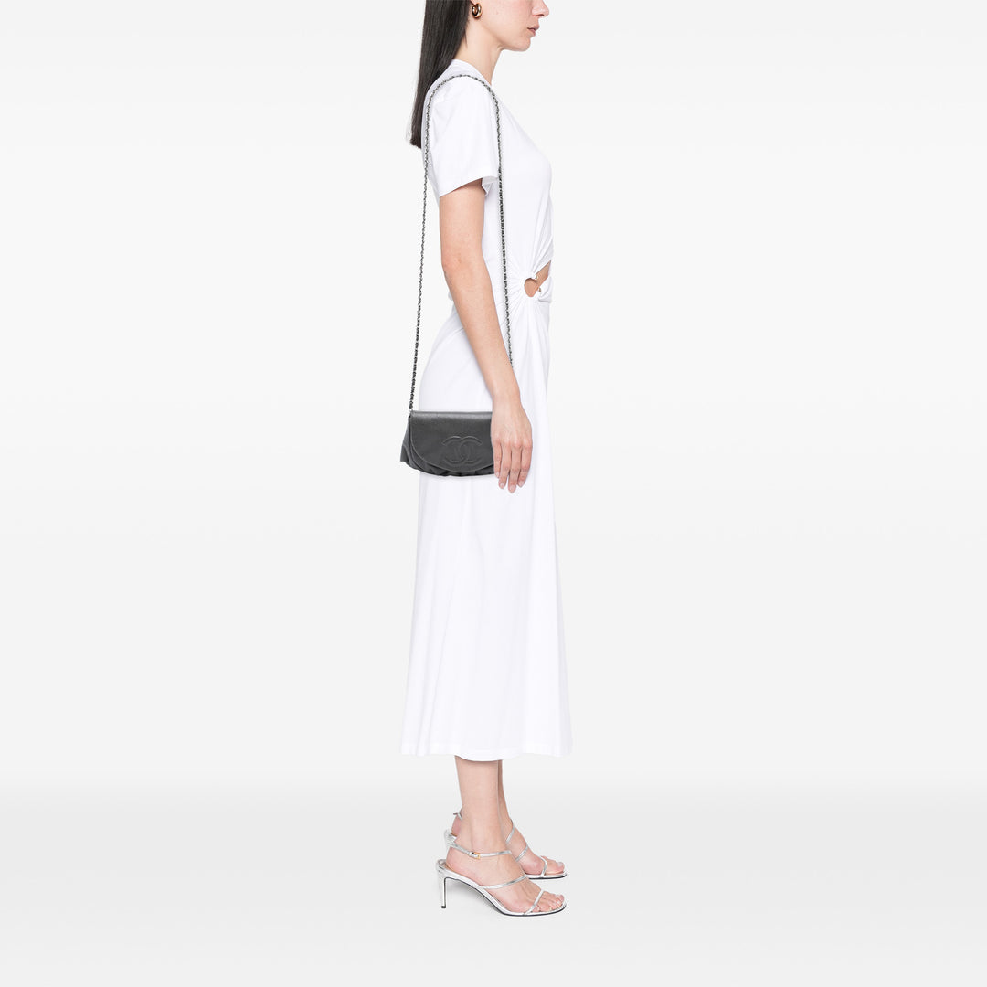 CC Half Moon Wallet on Chain Cuir caviar Gris