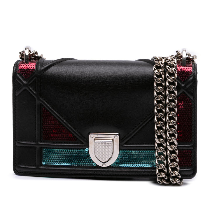 Dior Mini Cuir d’agneau Sequins Diorama Flap Noir – GABY PARIS Authentique