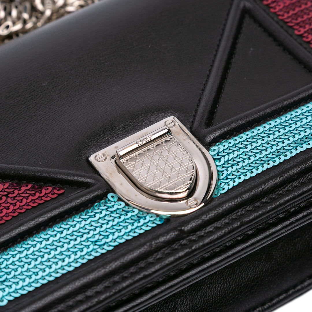 Dior Mini Cuir d’agneau Sequins Diorama Flap Noir – GABY PARIS Authentique