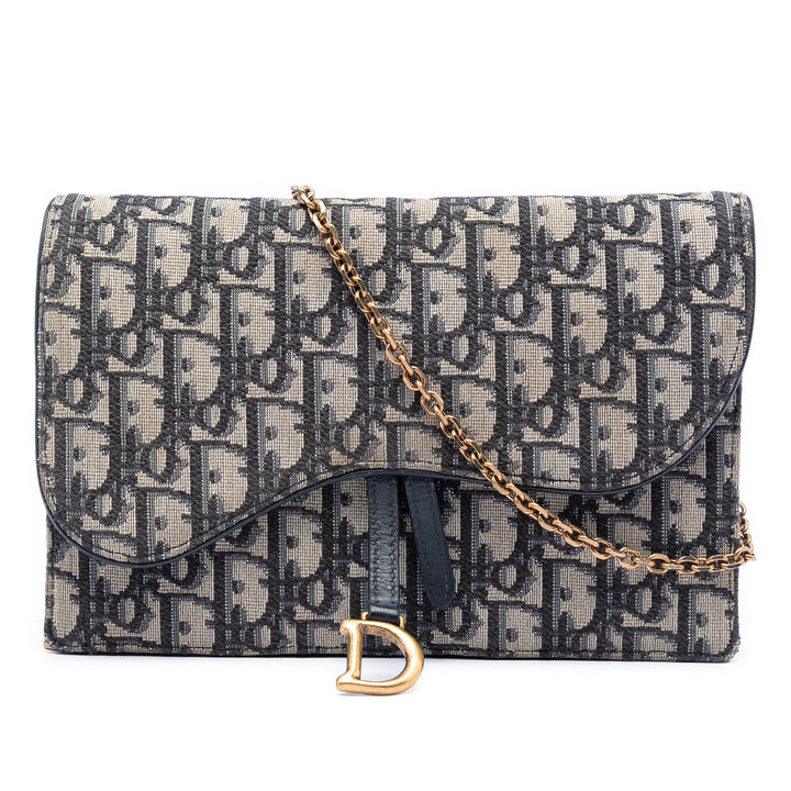 Dior Oblique Toile Saddle Pochette Wallet on Chain
