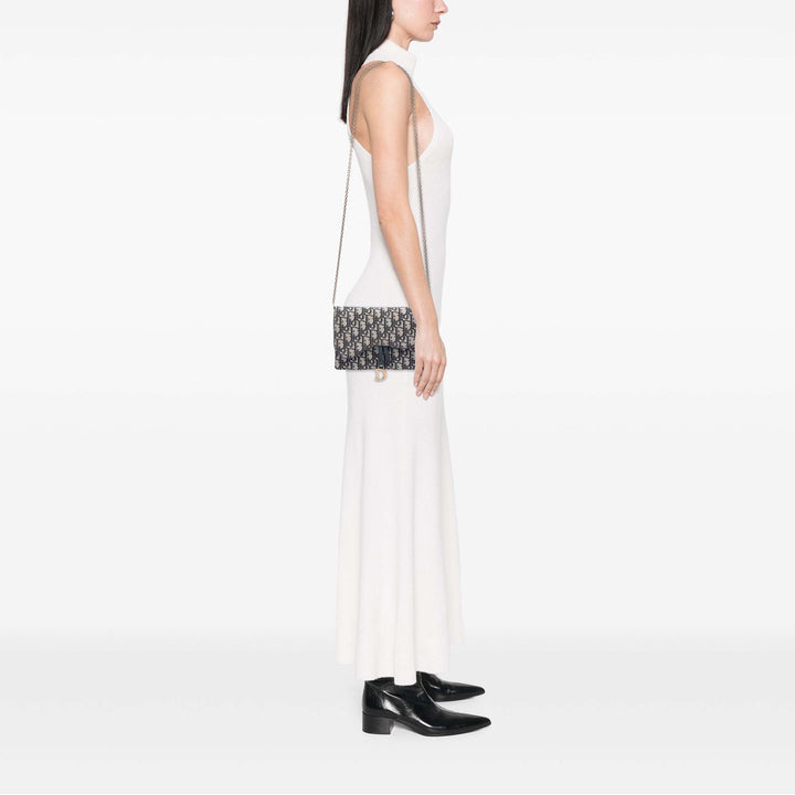 Dior Oblique Toile Saddle Pochette Wallet on Chain