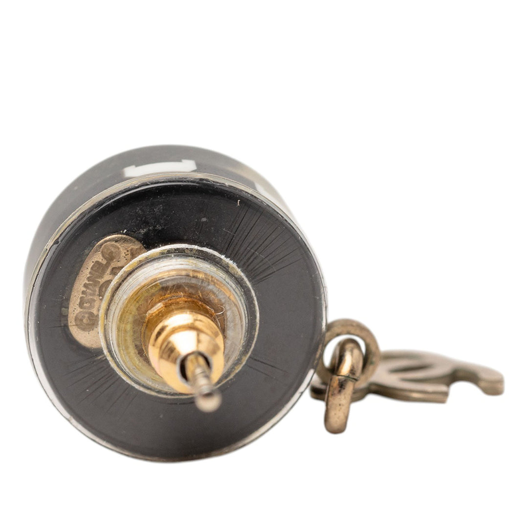 Chanel Brass Resin CC pendantes Rond fermoir poussette Boucles d'oreilles Métal