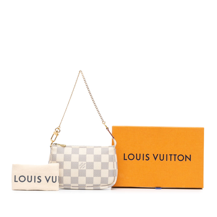 Damier Azur Mini Pochette Accessoires White - Gaby Paris