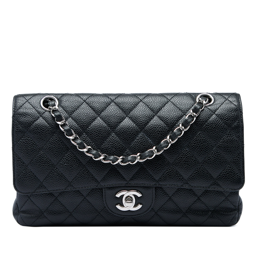 Classic Double rabat Moyen Cuir caviar Noir