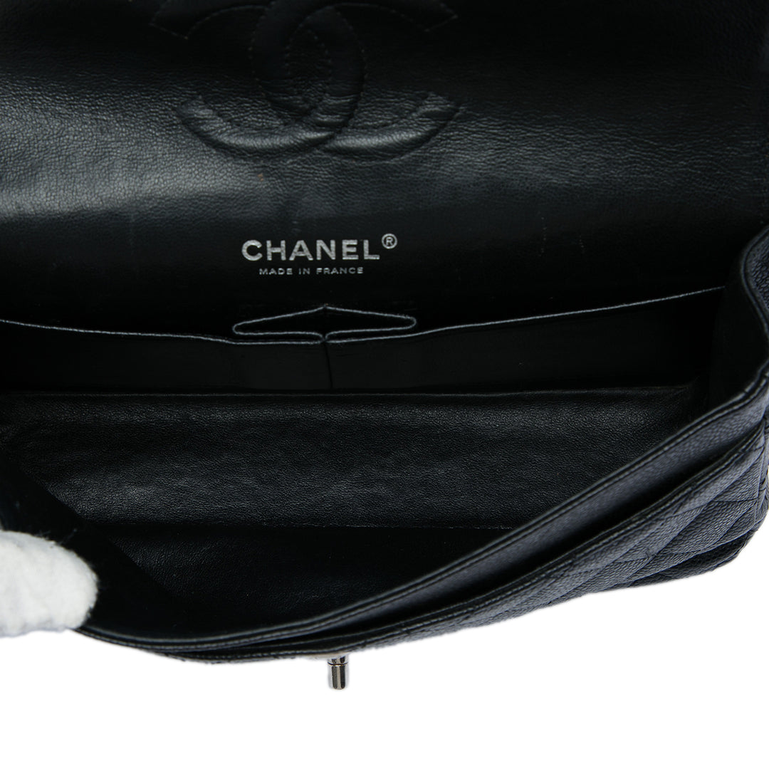 Classic Double rabat Moyen Cuir caviar Noir