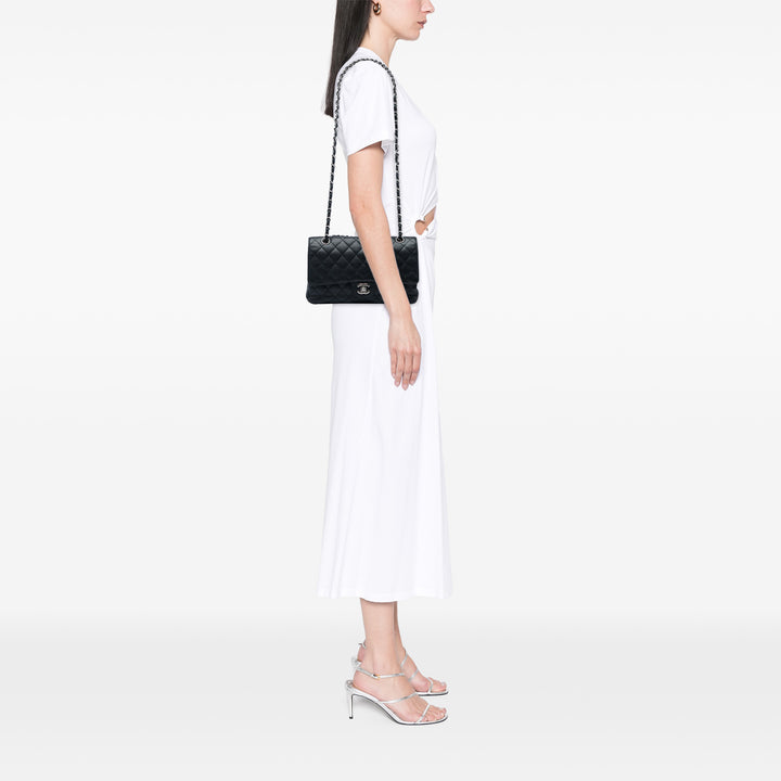 Classic Double rabat Moyen Cuir caviar Noir
