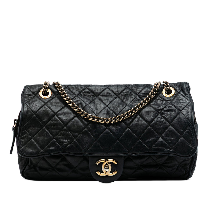 Chanel Large Matelassé Iridescent Cuir de veau Shiva à rabat