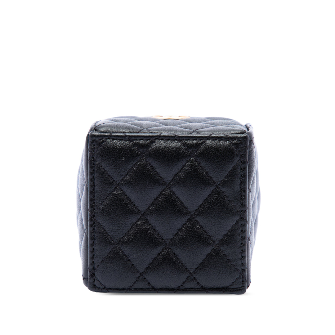 Matelassé Sac à cordon seau Mini Cuir de veau Noir
