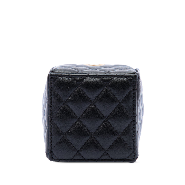 Matelassé Sac à cordon seau Mini Cuir de veau Noir