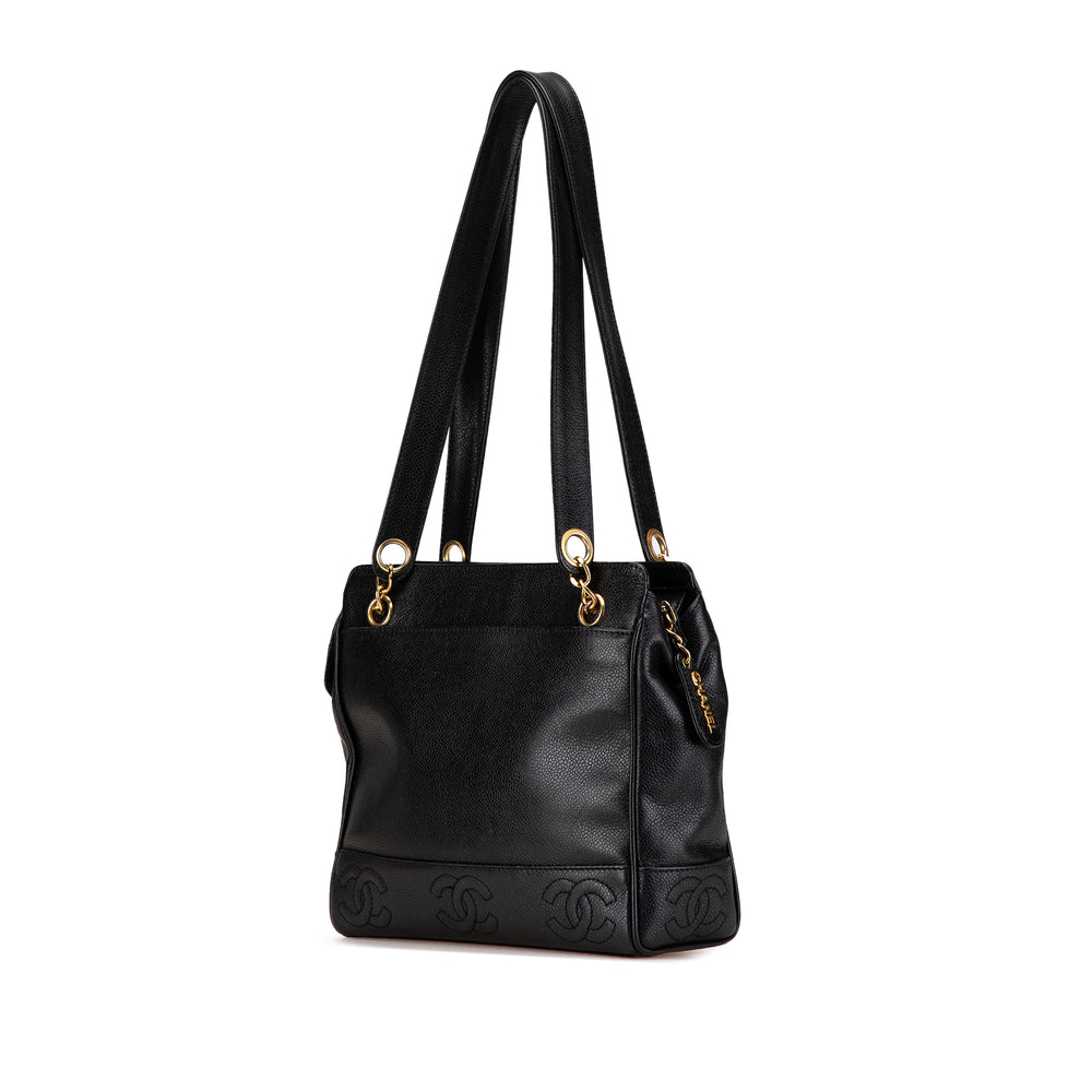 Triple CC Caviar Shoulder Bag Black - Gaby Paris