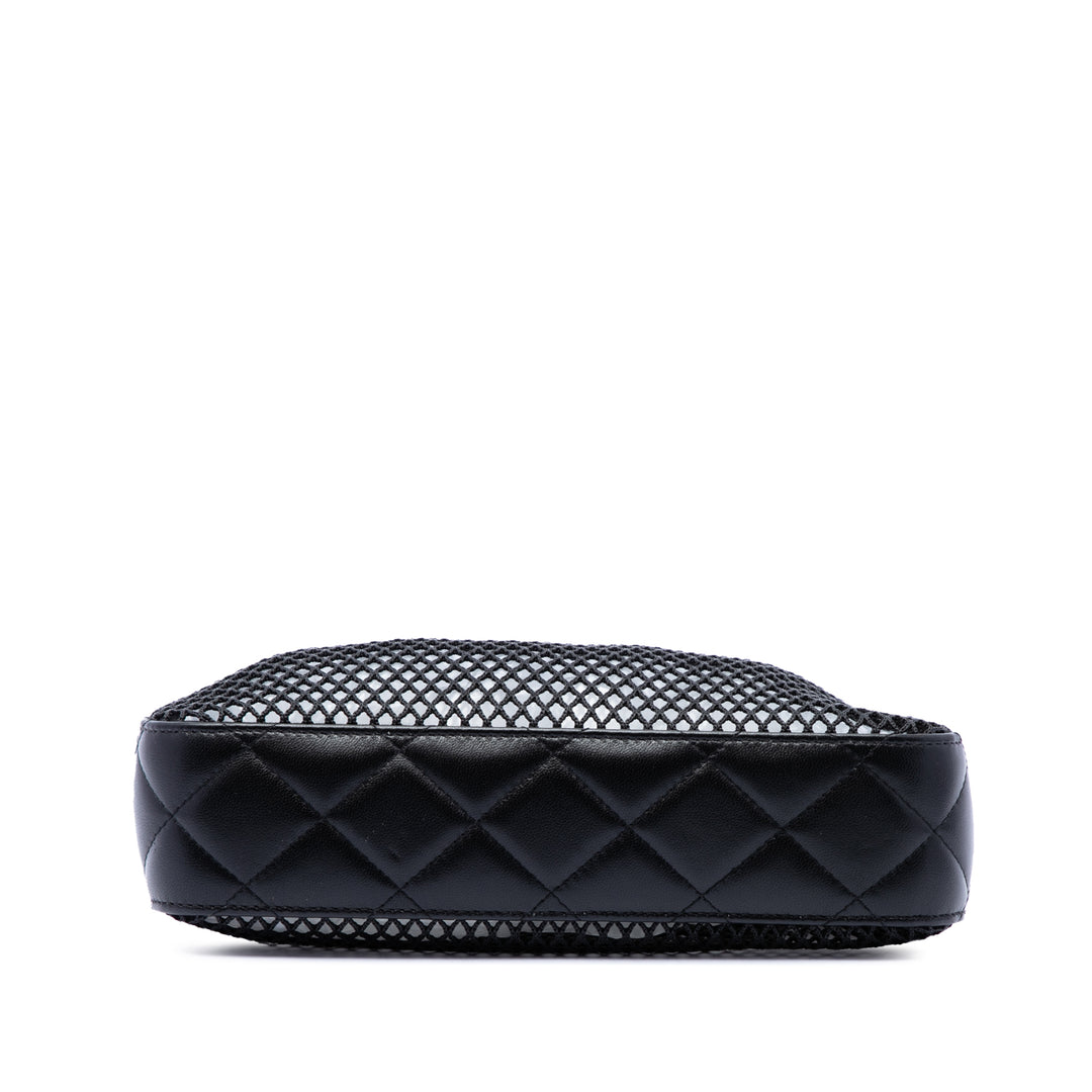 Chanel CC Mesh et brillant Cuir d'agneau Pochette avec chaîne