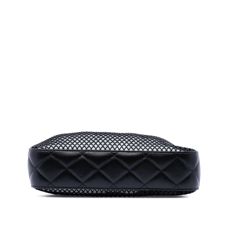 Chanel CC Mesh et brillant Cuir d'agneau Pochette avec chaîne