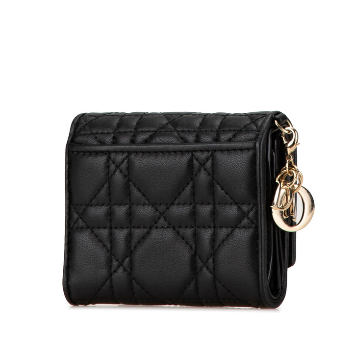 Lambskin Cannage Lady Dior Lotus Wallet Black - Gaby Paris