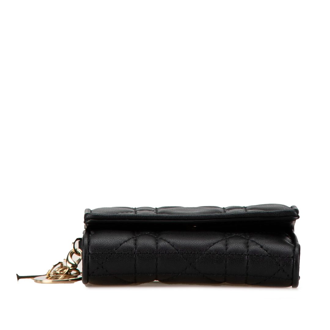 Lambskin Cannage Lady Dior Lotus Wallet Black - Gaby Paris