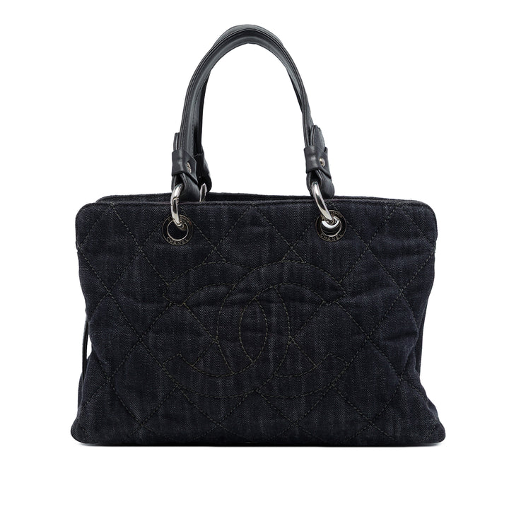 Chanel CC Matelassé Timeless Cabas Jean Noir – vue principale – GABY PARIS