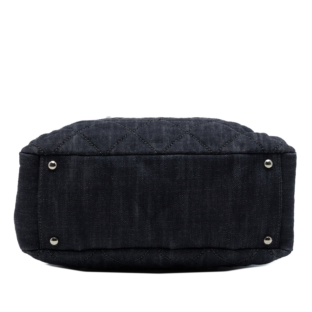 Chanel CC Matelassé Timeless Cabas Jean Noir – vue 3 – GABY PARIS