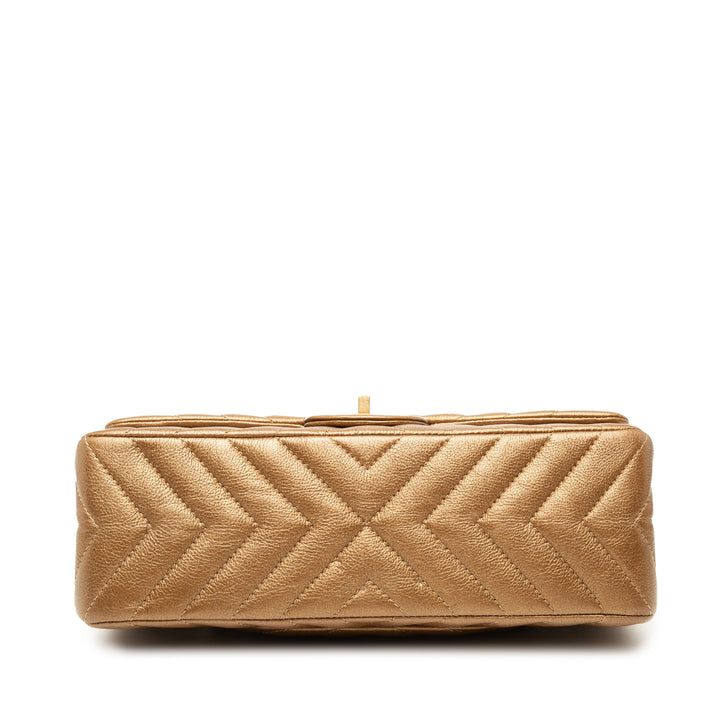 Chanel Chevron Metallic vieilli Cuir de veau Reissue 2.55 Double rabat 225