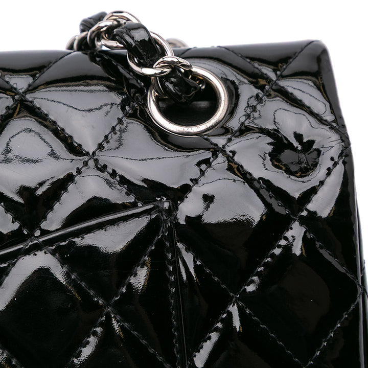 Medium Classic Patent Double Flap Black - Gaby Paris