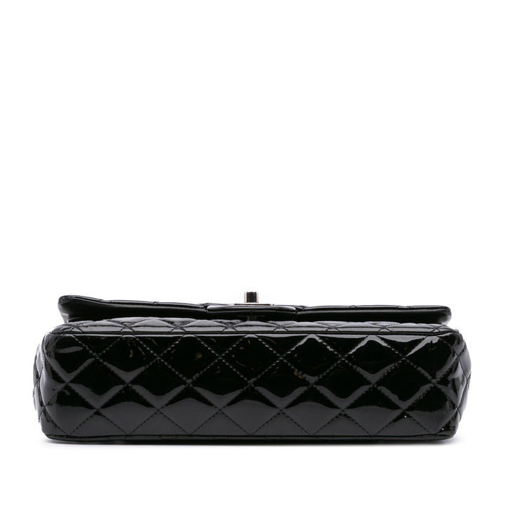 Medium Classic Patent Double Flap Black - Gaby Paris