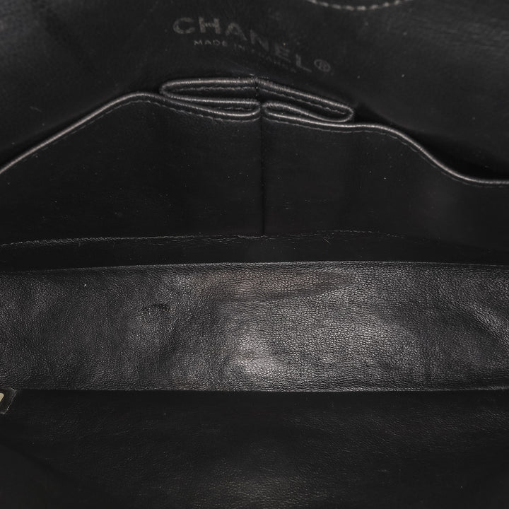 Medium Classic Patent Double Flap Black - Gaby Paris