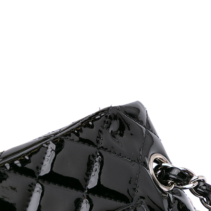 Medium Classic Patent Double Flap Black - Gaby Paris
