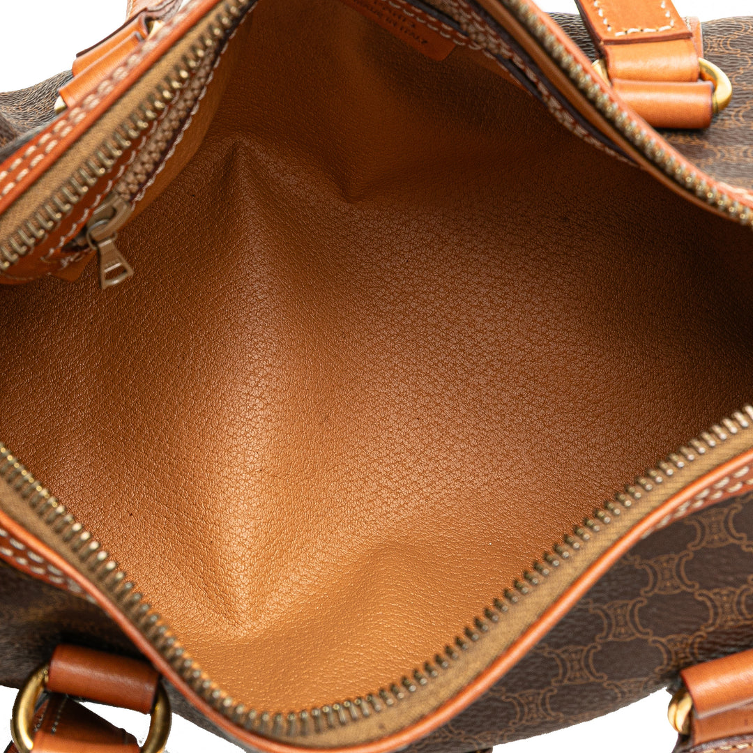 Macadam Coated Canvas Shoulder Bag Brown - Gaby Paris