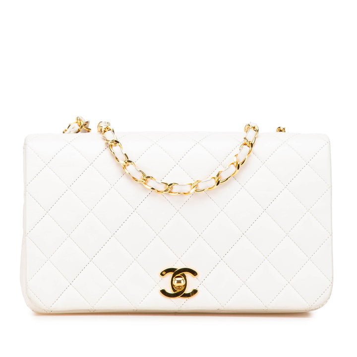 Small CC Quilted Lambskin Full Single Flap White - Gaby Paris