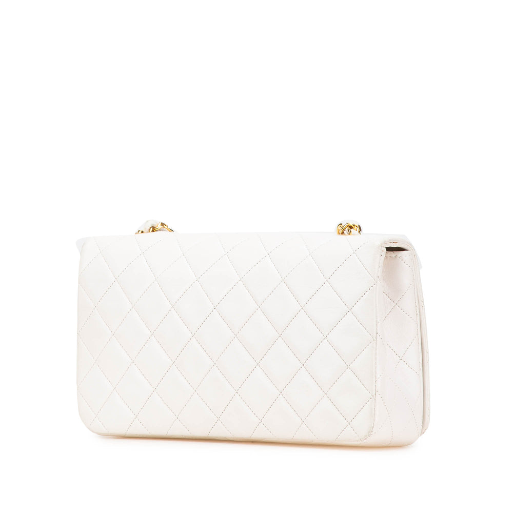 Small CC Quilted Lambskin Full Single Flap White - Gaby Paris