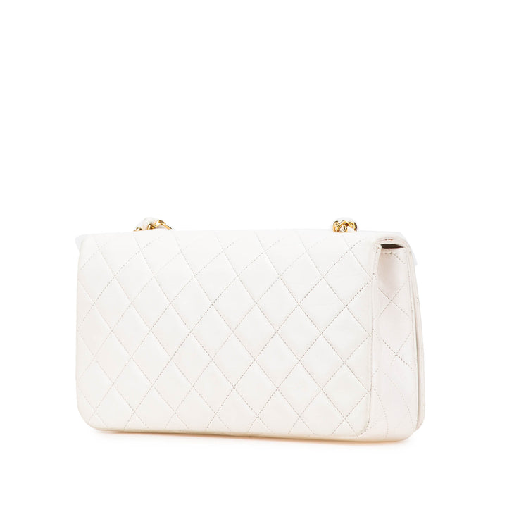 Small CC Quilted Lambskin Full Single Flap White - Gaby Paris