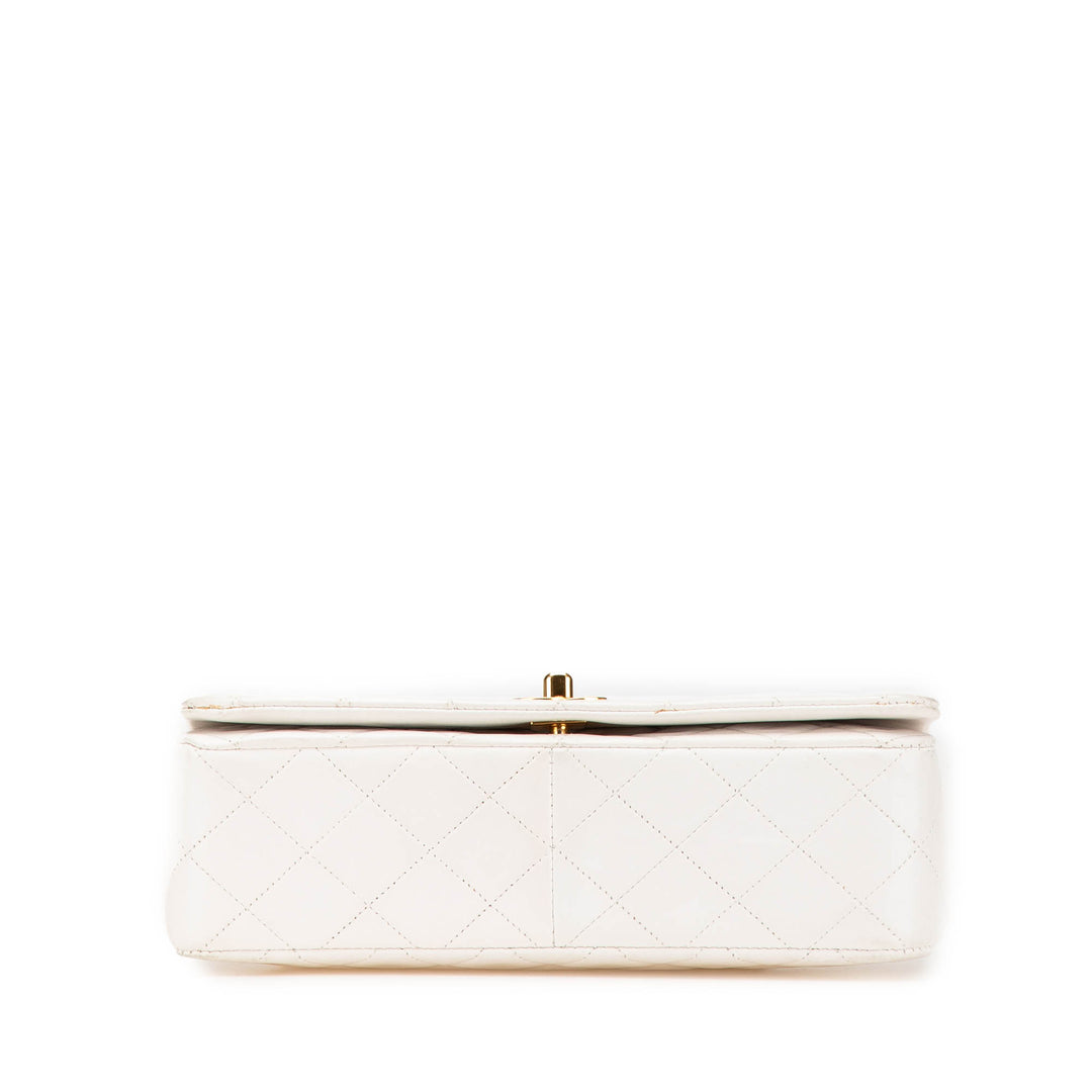 Small CC Quilted Lambskin Full Single Flap White - Gaby Paris